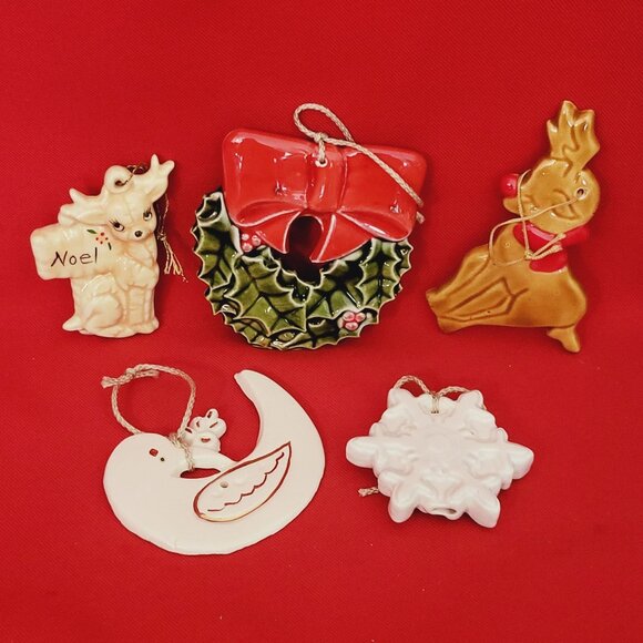 Vintage Ceramic Christmas Ornament Lot of 5 - Picture 4 of 11